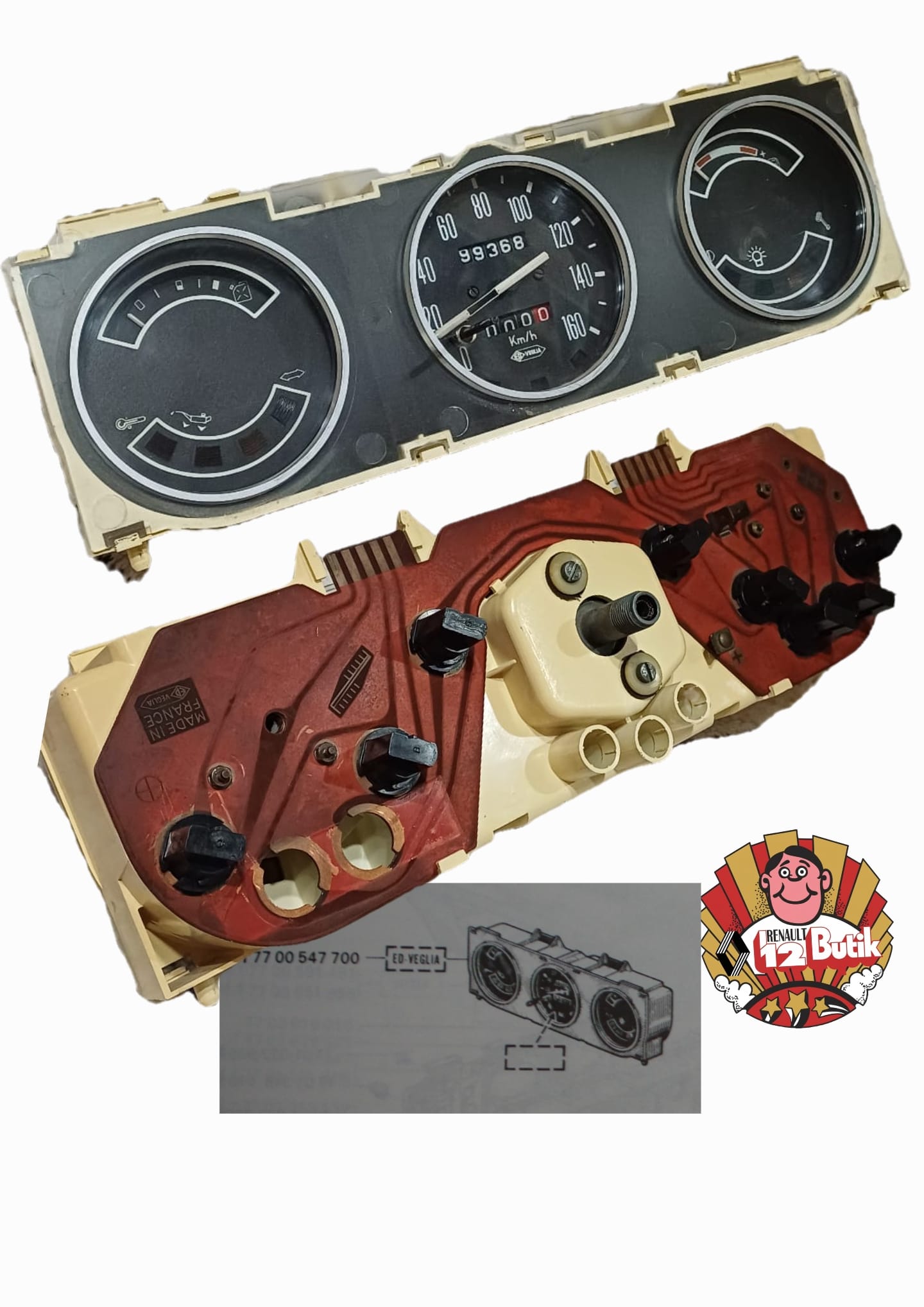 RENAULT 12 FAZ 1 TL/TN/SW REVİZYONLU VEGLIA GÖSTERGE PANELİ 
